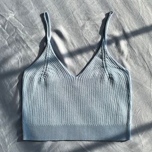 NEW Boutique Stretchy Soft Knit Crop Tank Brami Blue